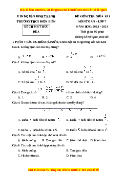 Đề thi giữa kì 1 Toán 7 Chân trời sáng tạo Trường THCS Điện Biên – TP HCM
