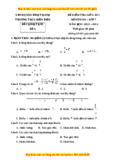 Đề thi giữa kì 1 Toán 7 Chân trời sáng tạo Trường THCS Điện Biên – TP HCM
