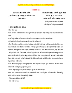 Đề thi cuối kì 1 Ngữ văn 11 Cánh diều - Đề 12