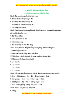 Trắc nghiệm Phân loại thế giới sống KHTN 6 Chân trời sáng tạo