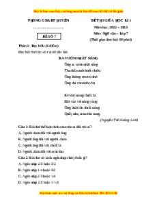 Đề thi giữa học kì 1 Ngữ Văn 7 Chân trời sáng tạo (Đề 7)