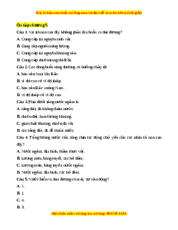 Trắc nghiệm Ôn tập chương 5 Địa lí 10 Chân trời sáng tạo