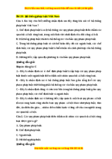Trắc nghiệm Bài 20: Hệ thống pháp luật Việt Nam KTPL 10 Cánh diều