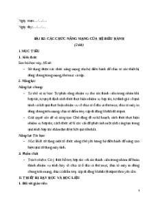 Giáo án Bài B2: Các chức năng mạng của hệ điều hành Tin học 12 Chân trời sáng tạo