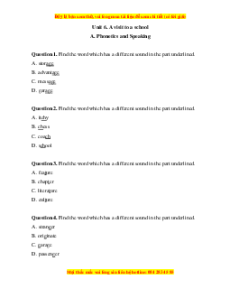 Trắc nghiệm Unit 6: A visit to a school Tiếng Anh 7 Global Success