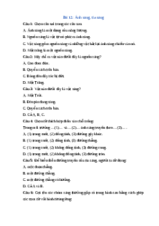 Trắc nghiệm Ánh sáng, tia sáng KHTN 7 Cánh diều