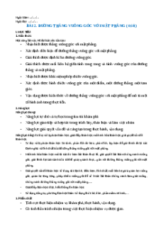 Giáo án Đường thẳng vuông góc với mặt phẳng Toán 11 Cánh diều