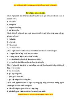 Trắc nghiệm Bài 5 KTPL 10 Kết nối tri thức: Ngân sách nhà nước