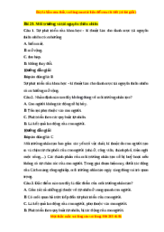 Trắc nghiệm Bài 29: Môi trường và tài nguyên thiên nhiên Địa lí 10 Cánh diều