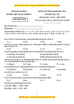 Đề thi thử Hóa Học trường Thanh Chương 1 năm 2021