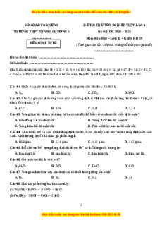 Đề thi thử Hóa Học trường Thanh Chương 1 năm 2021