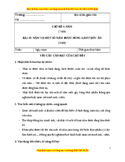 Giáo án Bài 15 Khoa học lớp 4 (Cánh diều): Nấm và một số nấm được dùng làm thức ăn