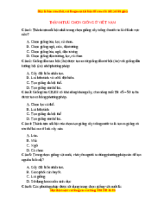 Trắc nghiệm Thành tựu chọn giống ở Việt Nam Sinh học 9