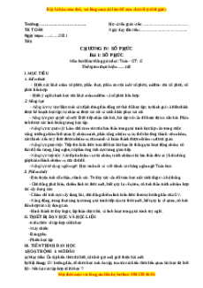 Giáo án Số phức Toán 12 Giải tích