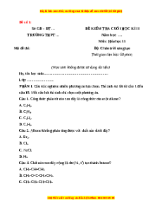 Đề thi cuối kì 2 Hóa Học 11 Chân trời sáng tạo (Đề 1)