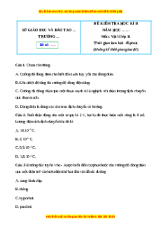 Đề thi cuối kì 2 Vật lí 11 Kết nối tri thức (Đề 1)