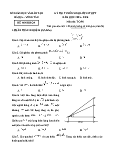 Đề minh họa Toán thi vào lớp 10 Bà Rịa - Vũng Tàu 2025
