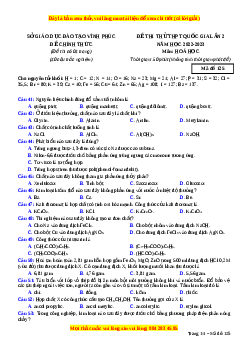 Đề thi thử Hóa học Sở Vĩnh Phúc lần 2 năm 2023