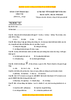 Đề thi thử tốt nghiệp Sinh học Sở Vũng Tàu năm 2024
