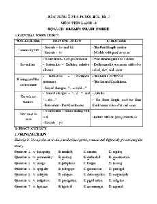 Đề cương ôn tập Cuối kì 2 Tiếng Anh 10 ilearn Smart world