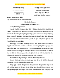 Đề thi cuối kì 2 Ngữ văn 11 Cánh diều (Đề 3)