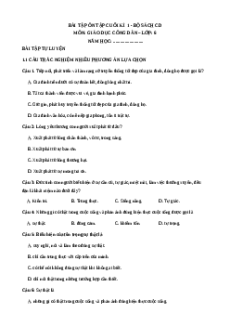 Bài tập ôn tập Cuối kì 1 GDCD 6 Cánh diều cấu trúc mới