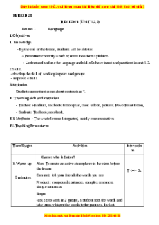 Giáo án Review 1 (Unit 1-2-3) Tiếng Anh 12 (mới CV 5512)