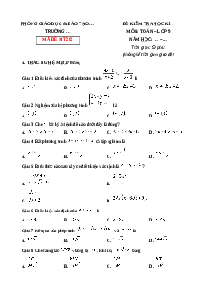 Đề thi Cuối kì 1 Toán 9 Chân trời sáng tạo 2024 (Đề 4)