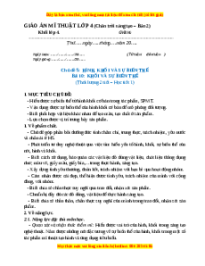 Giáo án Bài 10 Mĩ thuật 4 Chân trời sáng tạo (Phiên bản 2): Khối và sự biến thể