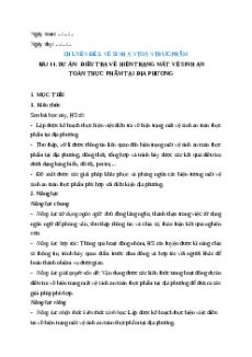 Giáo án chuyên đề Bài 11: Dự án Điều tra về hiện trạng mất vệ sinh an toàn thực phẩm tại địa phương Sinh học 11 Kết nối tri thức