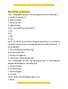 Trắc nghiệm Bài 2 KTPL 10 Kết nối tri thức: Các chủ thể của nền kinh tế