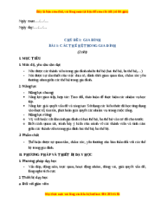 Giáo án Bài 1 Tự nhiên xã hội lớp 2 Cánh diều: Các thế hệ trong gia đình