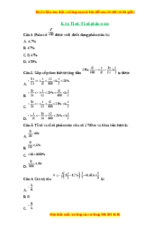 Trắc nghiệm Tỉ số. Tỉ số phần trăm Toán 6 Cánh diều