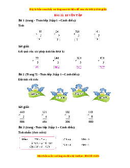 Giải Sgk Toán lớp 3 Bài 33: Luyện tập (Cánh diều)