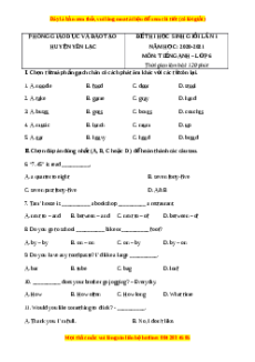 Đề thi học sinh giỏi Anh 6 Huyện Yên Lạc năm 2020-2021