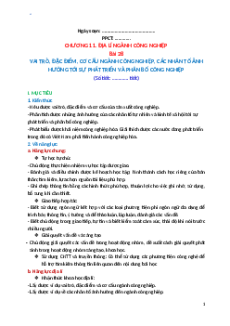 Giáo án Bài 28 Địa lí 10 Kết nối tri thức: Vai trò, đặc điểm, cơ cấu ngành công nghiệp, các nhân tố ảnh hưởng tới sự phát triển và phân bố công nghiệp