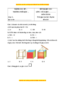 Đề thi cuối kì 1 Toán lớp 3 Kết nối tri thức - Đề 19