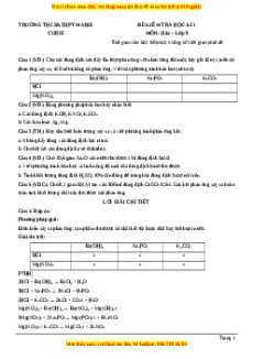 Đề thi cuối kì 1 Hóa học 9 trường Marie Curie Hà Nội