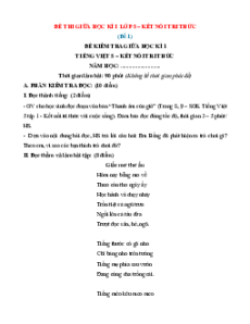 Bộ 20 đề thi giữa kì 1 Tiếng Việt lớp 5 Kết nối tri thức Cấu trúc mới
