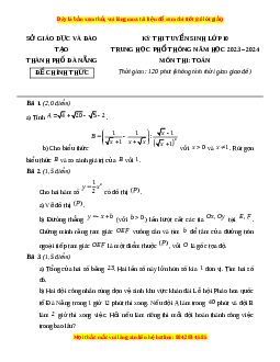 Đề chính thức Toán vào 10 TP Đà Nẵng năm 2023 - 2024