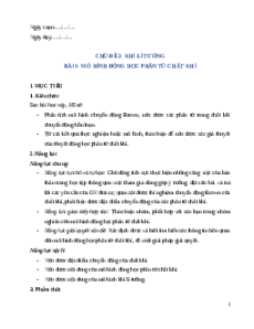 Giáo án Mô hình động học phân tử chất khí Vật Lí 12 Cánh diều