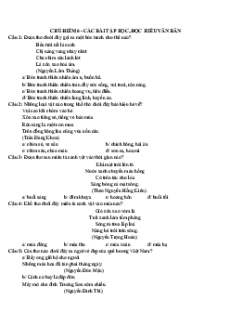 Câu hỏi ôn thi Trạng Nguyên Tiếng Việt lớp 4 Chủ điểm 6: Các bài tập đọc, đọc hiểu văn bản