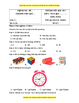Đề thi giữa kì 1 Toán lớp 3 Chân trời sáng tạo (Đề 3)