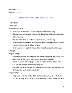 Giáo án Bài 18 Địa lí 9 Cánh diều: Vùng Đồng bằng sông Cửu Long