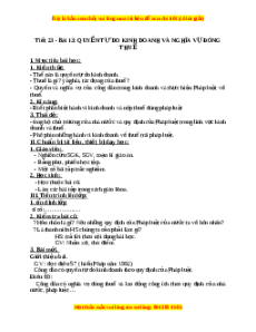 Giáo án Bài 13 GDCD 9: Quyền tự do kinh doan và nghĩa vụ đóng thuế