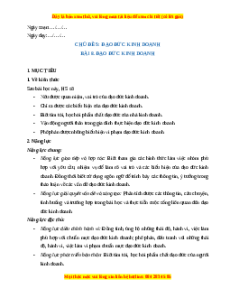 Giáo án Bài 8 KTPL 11 Cánh diều: Đạo đức kinh doanh