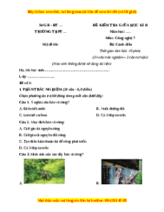 Đề thi giữa kì 2 Công nghệ 7 Cánh diều (Đề 1)