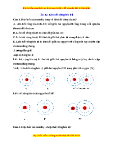 Trắc nghiệm Liên kết cộng hóa trị Hóa 10 Kết nối tri thức