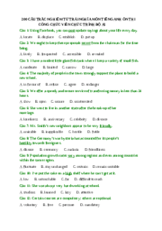 Tài liệu 200 câu trắc nghiệm trái nghĩa tiếng Anh ôn thi viên chức