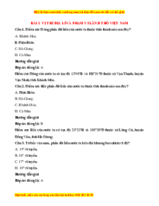 Bộ Trắc nghiệm Địa lí 8 Chân trời sáng tạo (cả năm) có đáp án